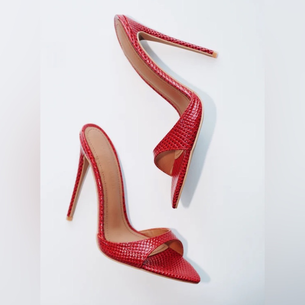 Cult of Coquette Red Patent Reptile Mule 120mm